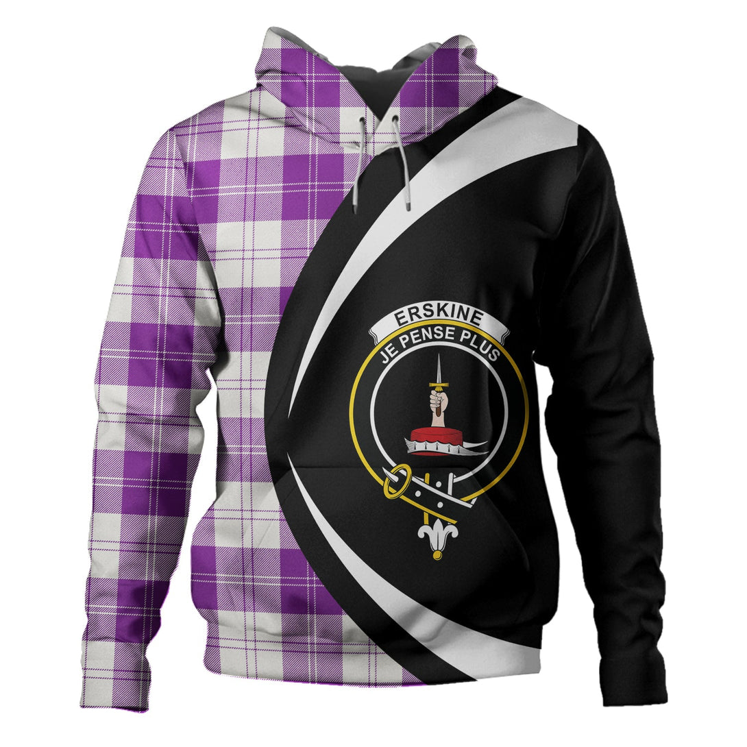 Erskine Purple Clan Badge Tartan Hoodie Circle Style