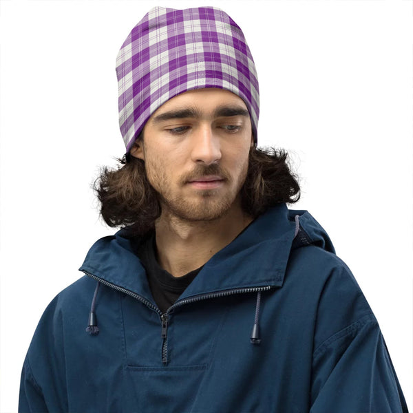 Erskine Purple Clan Badge Tartan Beanie