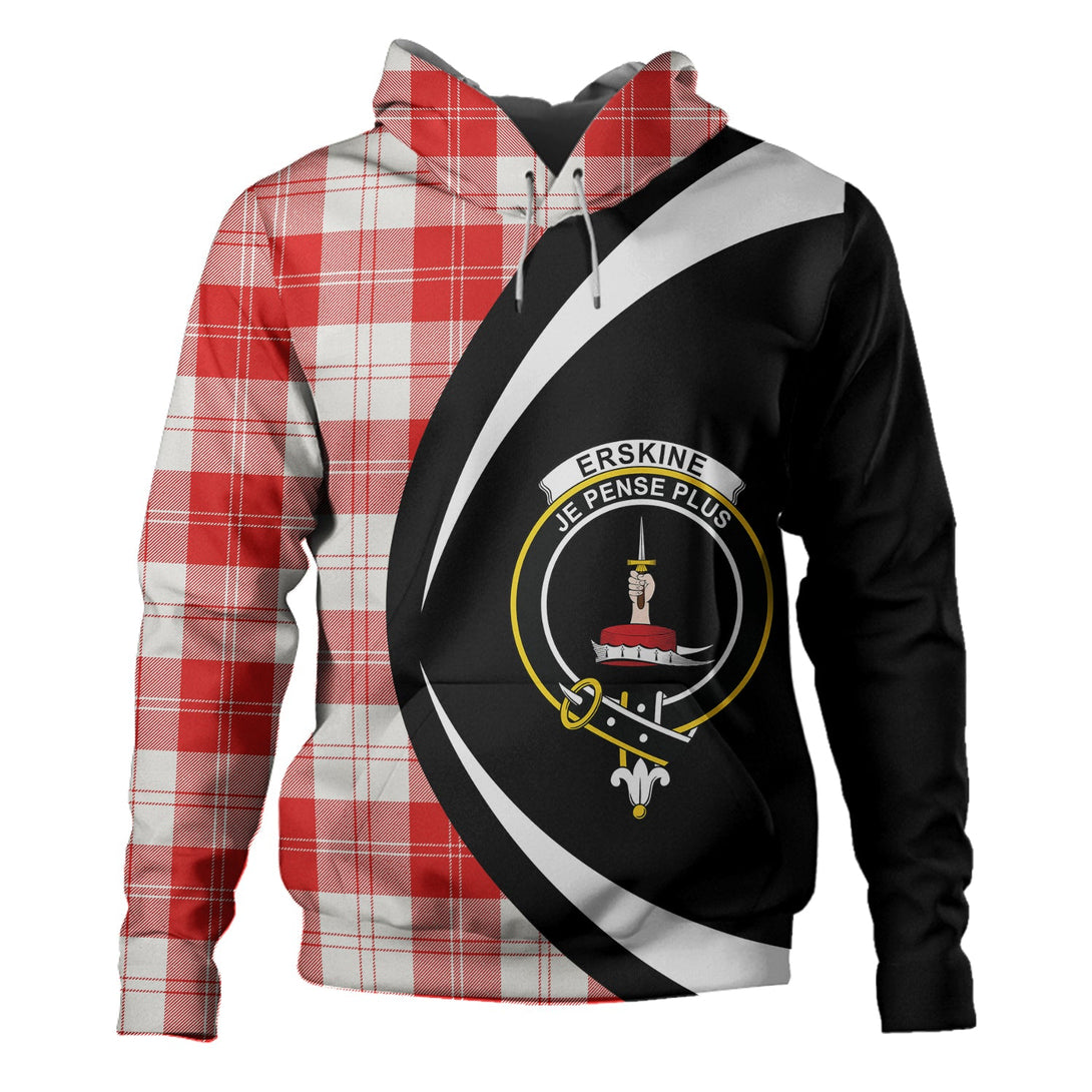 Erskine Red Clan Badge Tartan Hoodie Circle Style