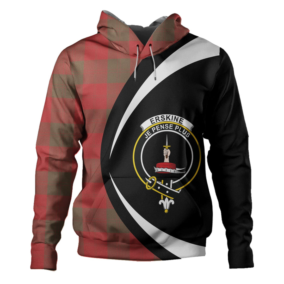 Erskine Weathered Clan Badge Tartan Hoodie Circle Style