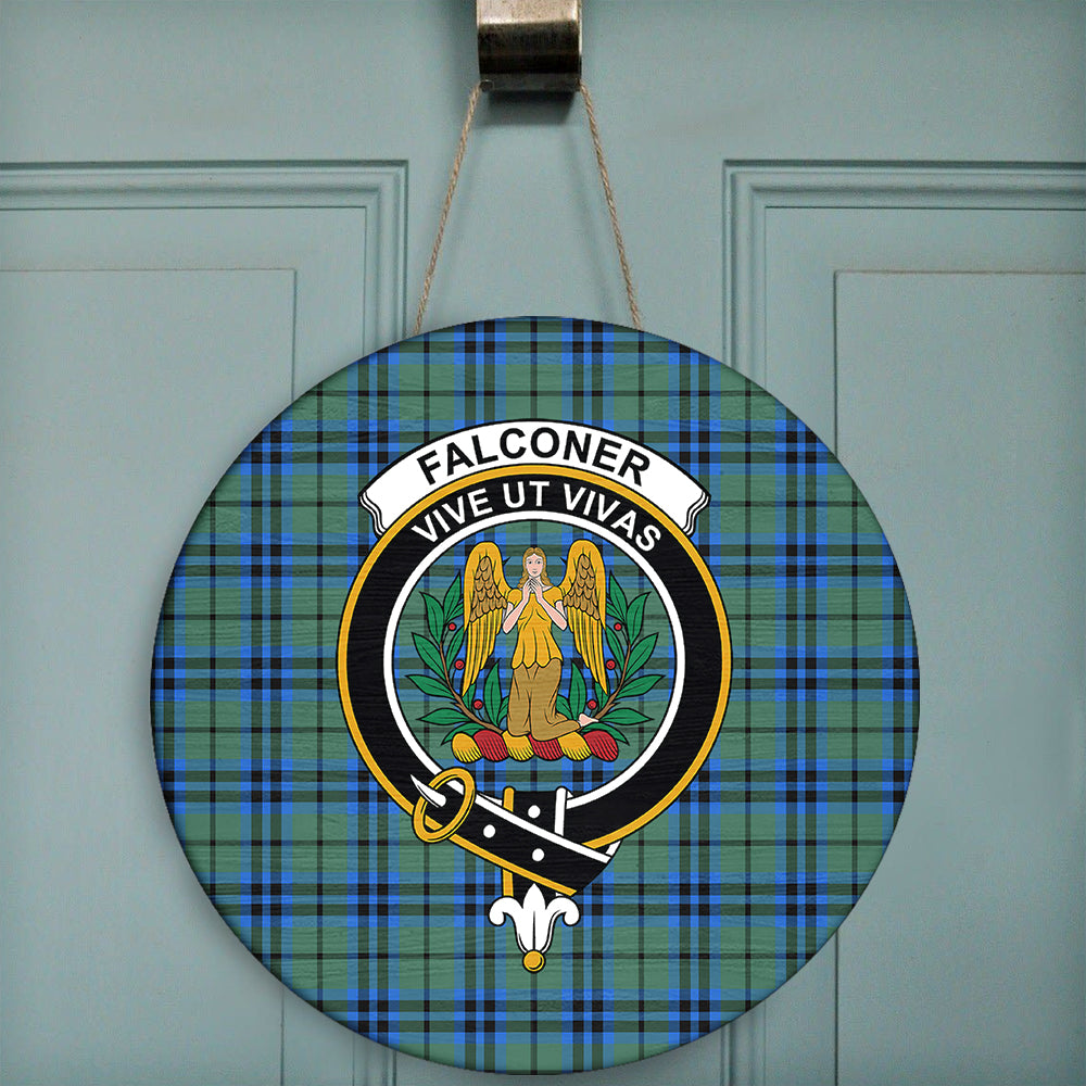 Falconer Tartan Classic Crest Round Wooden Sign