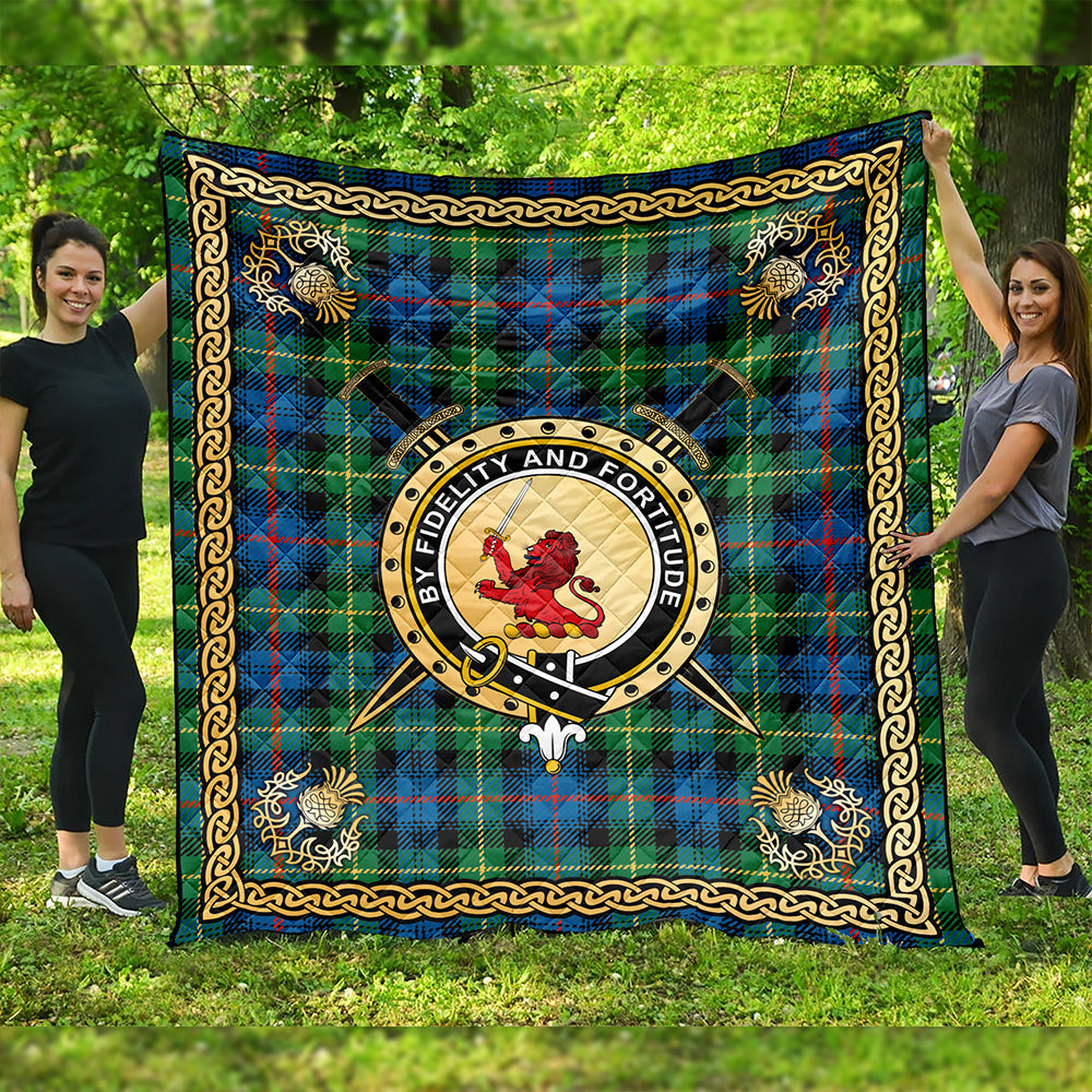 Farquharson Ancient Clan Badge Tartan Premium Quilt Celtic Shield