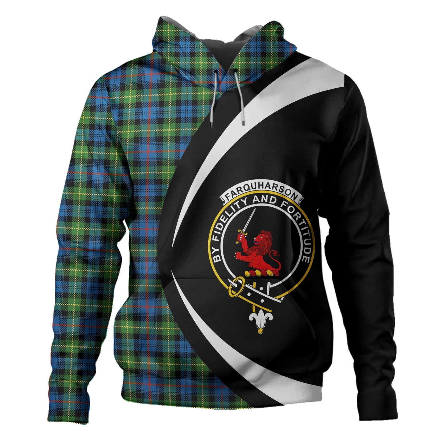 Farquharson Ancient Clan Badge Tartan Hoodie Circle Style Celticprime