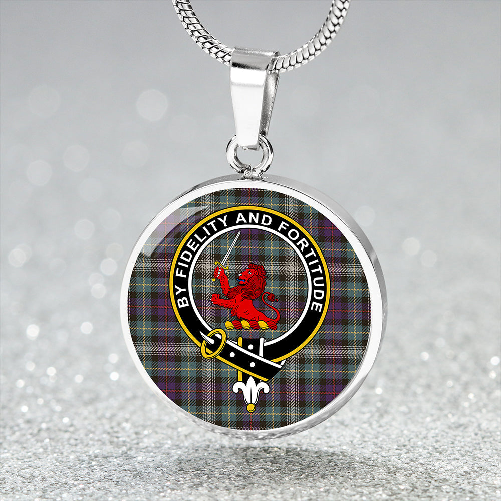 Farquharson Dress Weathered Clan Badge Tartan Classic Circle Necklace