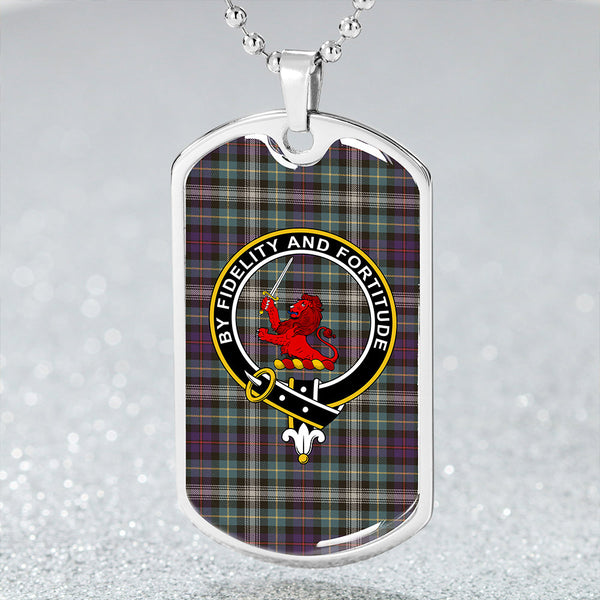 Farquharson Dress Weathered Clan Badge Classic Tartan Dog Tag Necklace