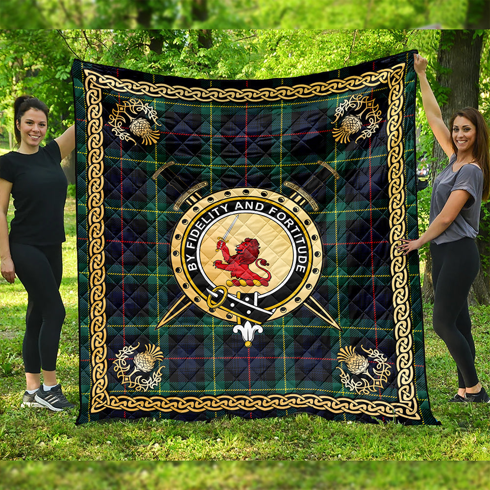 Farquharson Modern Clan Badge Tartan Premium Quilt Celtic Shield