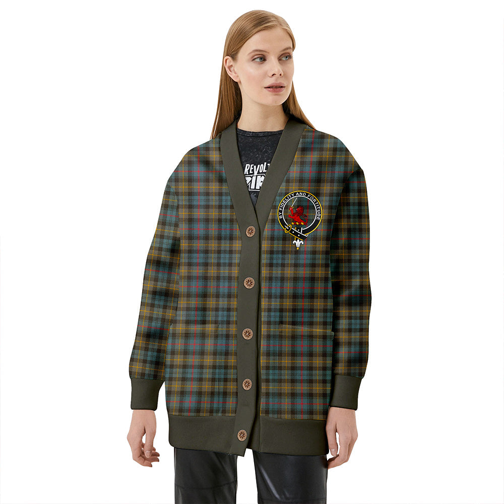 Farquharson Weathered Clan Badge Tartan V-neck Cardigan