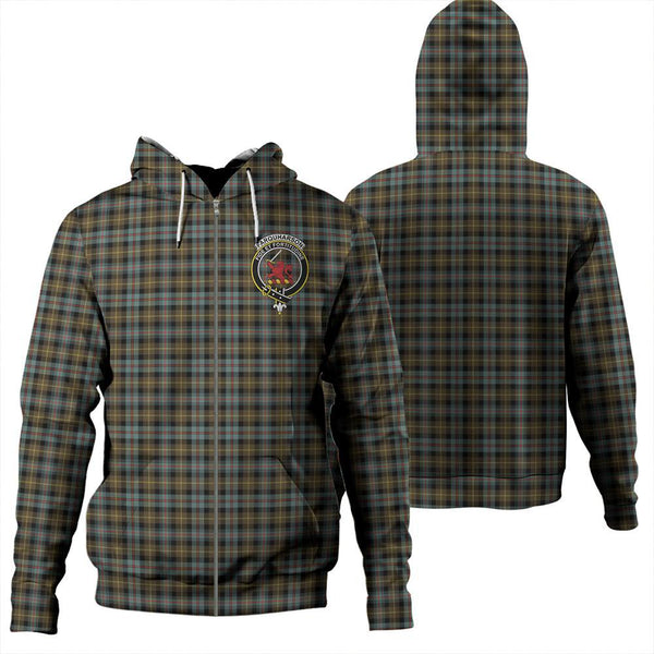 Farquharson Weathered Tartan Classic Crest Zipper Hoodie