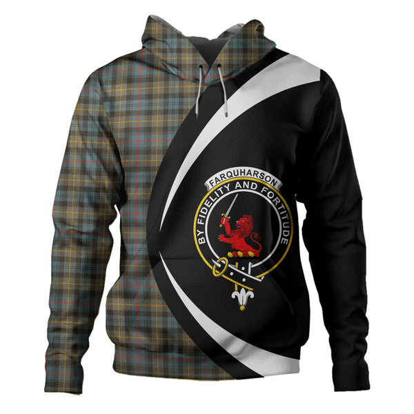 Farquharson Weathered Clan Badge Tartan Hoodie Circle Style