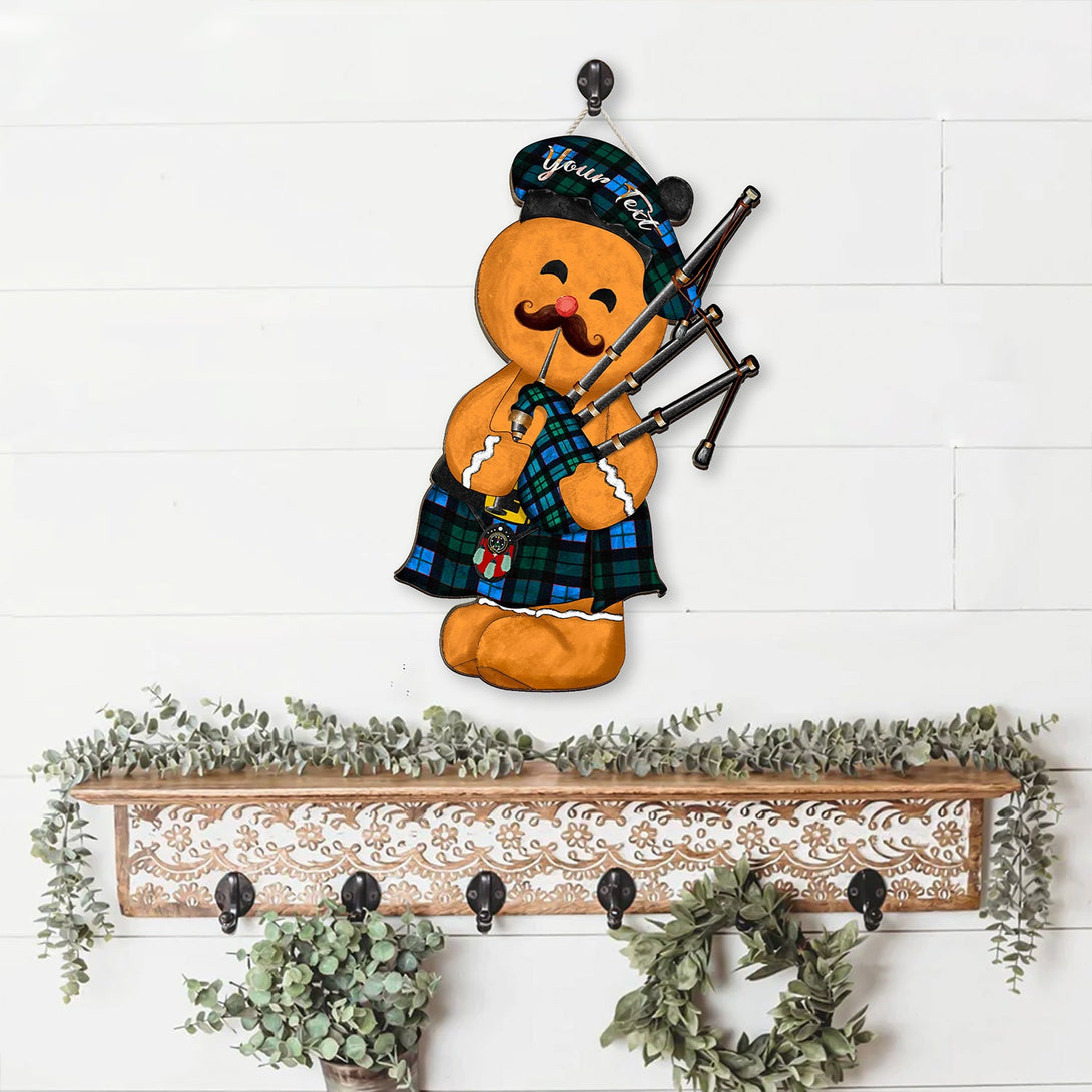 Ferguson of Balquhidder Modern Crest Tartan Wooden Sign Gingerbread Bagpipe Personalized