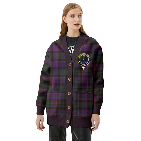 Ferguson of Balquhidder Weathered Clan Badge Tartan V-neck Cardigan