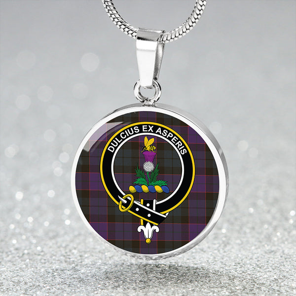 Ferguson of Balquhidder Weathered Clan Badge Tartan Classic Circle Necklace