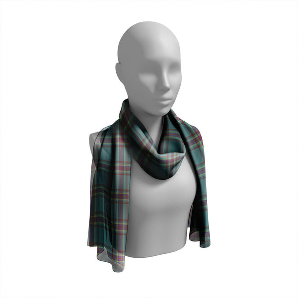 Fermanagh 1990 Weathered Tartan Classic Silk Habotai Long Scarf