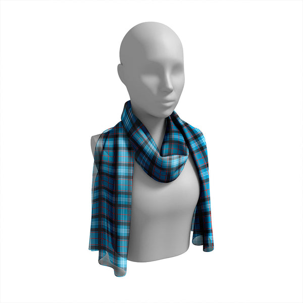 Fitzgerald Blue Ancient Tartan Classic Silk Habotai Long Scarf