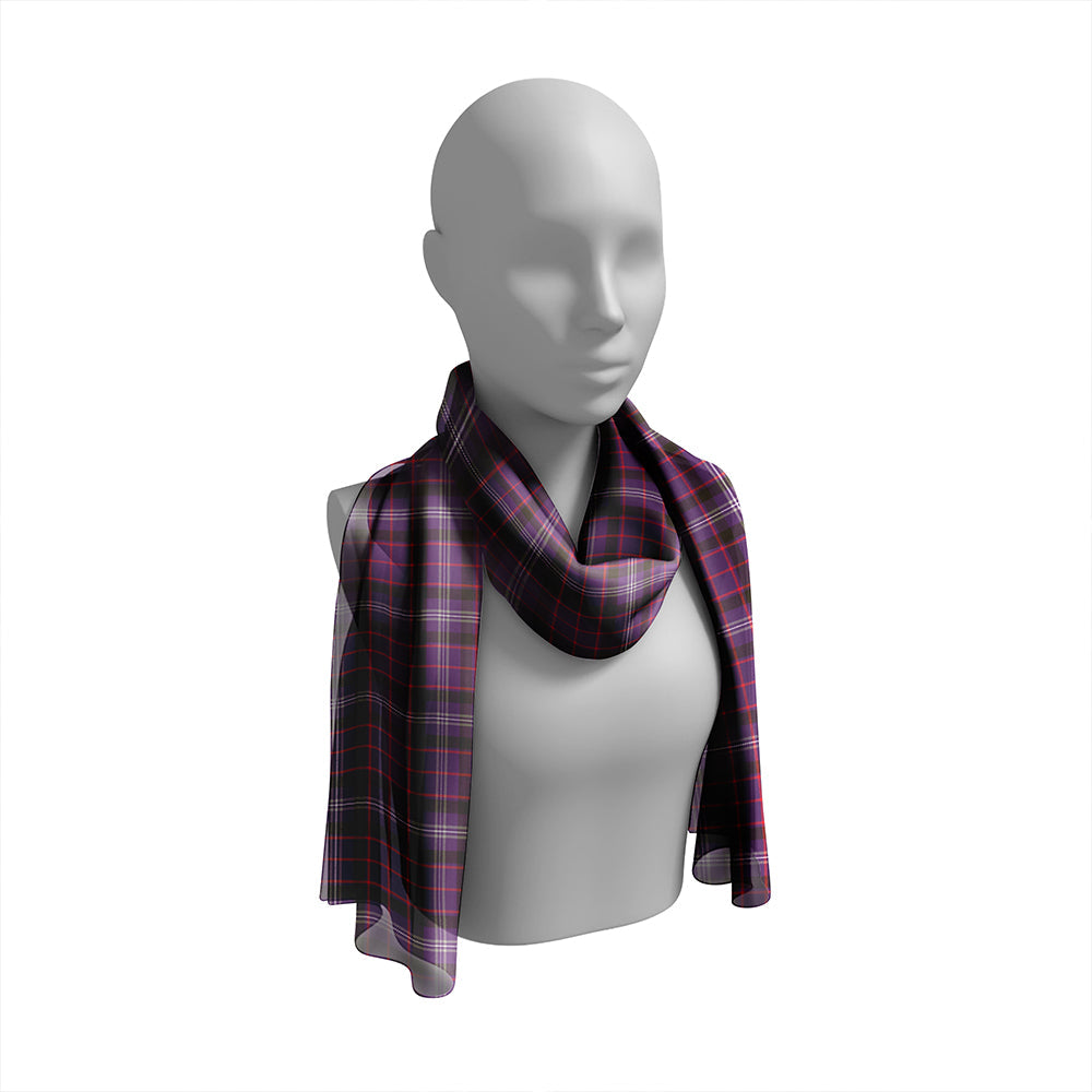 Fitzgerald Blue Weathered Tartan Classic Silk Habotai Long Scarf