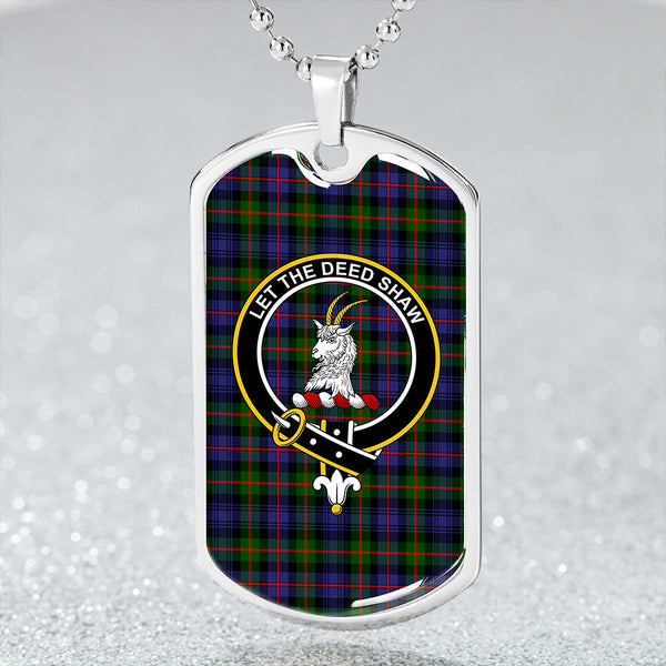 Fleming Clan Badge Classic Tartan Dog Tag Necklace