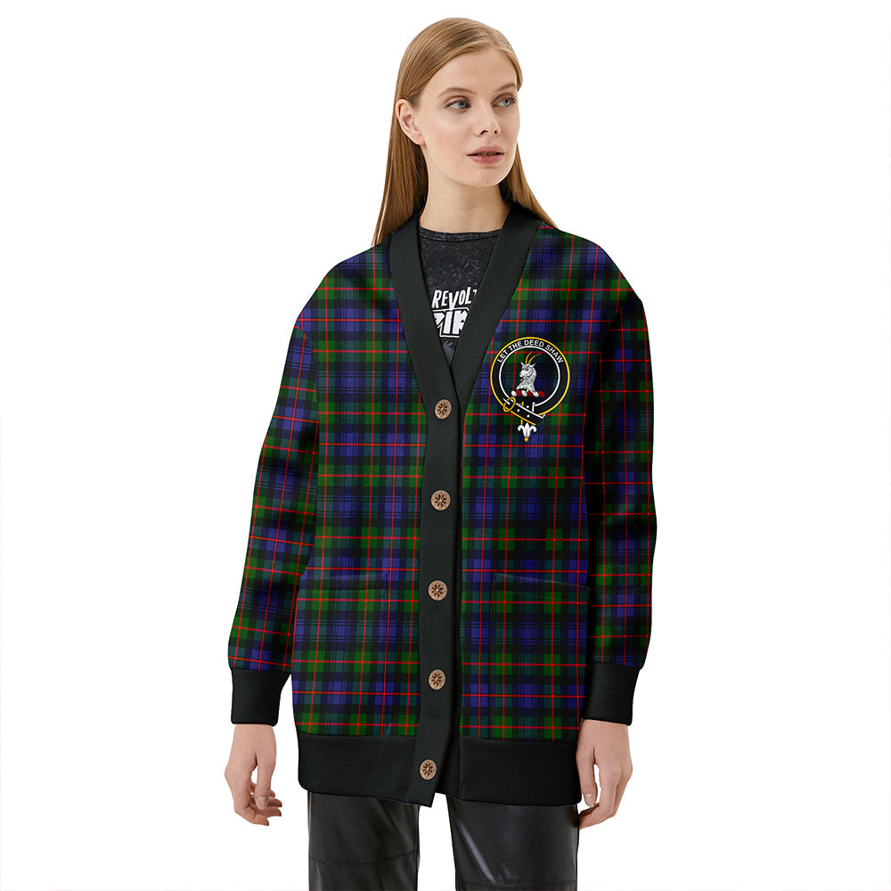 Fleming Clan Badge Tartan V-neck Cardigan