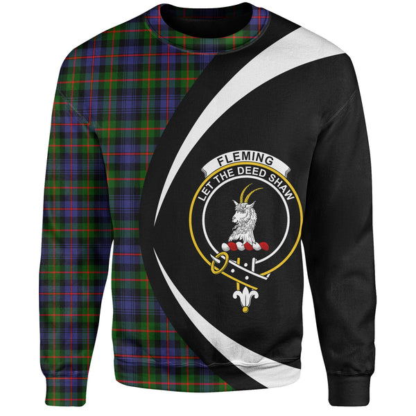 Fleming Clan Badge Tartan Sweatshirt Circle Style Personalized