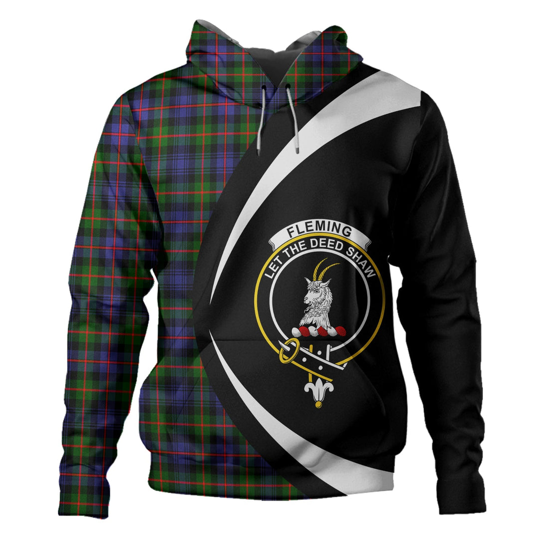 Fleming Clan Badge Tartan Hoodie Circle Style