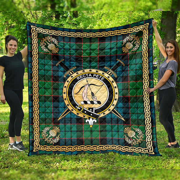 Fletcher Family Ancient Clan Badge Tartan Premium Quilt Celtic Shield