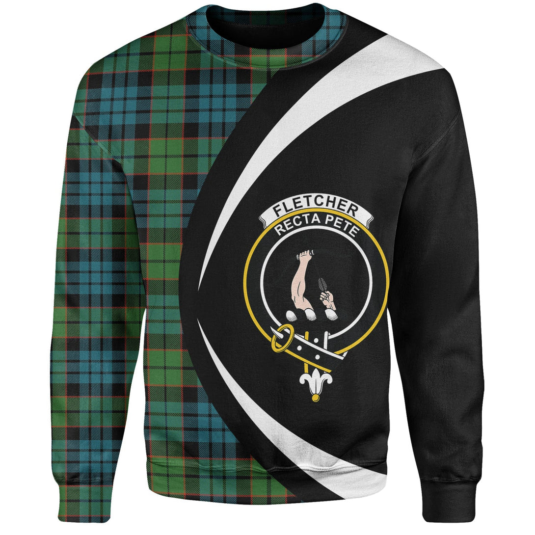 Fletcher Family Ancient Clan Badge Tartan Sweatshirt Circle Style Personalized