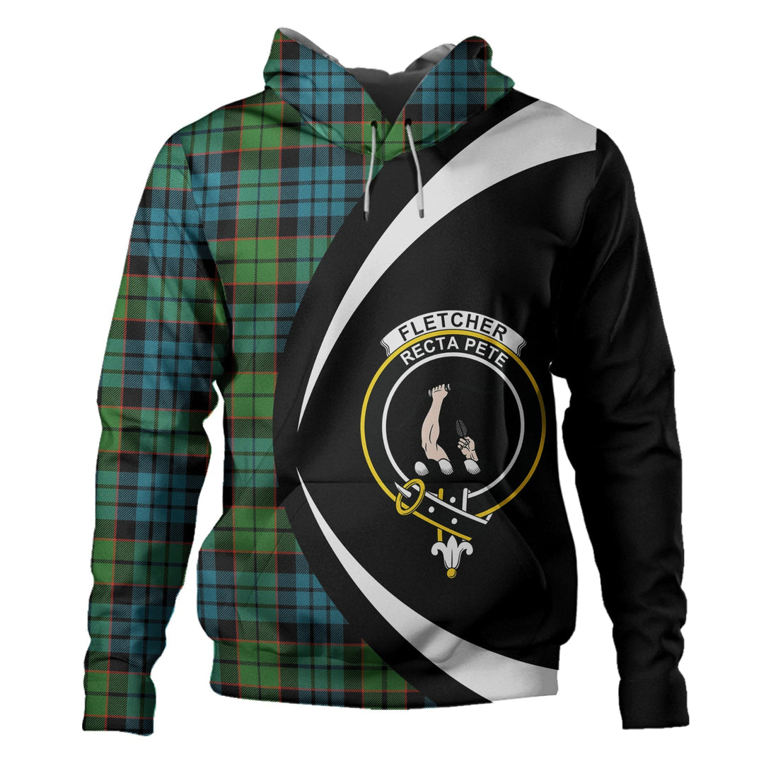 Fletcher Family Ancient Clan Badge Tartan Hoodie Circle Style