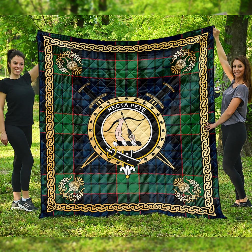 Fletcher Family Modern Clan Badge Tartan Premium Quilt Celtic Shield