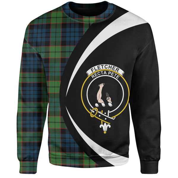 Fletcher Family Modern Clan Badge Tartan Sweatshirt Circle Style Personalized