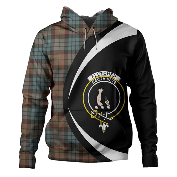 Fletcher Family Weathered Clan Badge Tartan Hoodie Circle Style