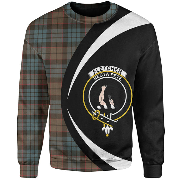 Fletcher Family Weathered Clan Badge Tartan Sweatshirt Circle Style Personalized