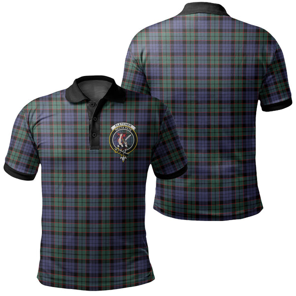 Fletcher Modern Tartan Crest Polo Shirt Black Neck 2 Style