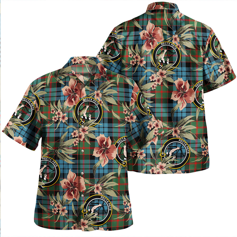 Fletcher of Dunans Weathered Clan Badge Tartan Aloha Hawaiian Shirt Tropical Old Style