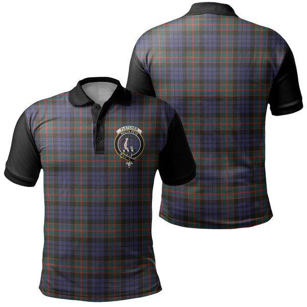 Fletcher of Dunans Tartan Crest Polo Shirt Black Neck 1 Style