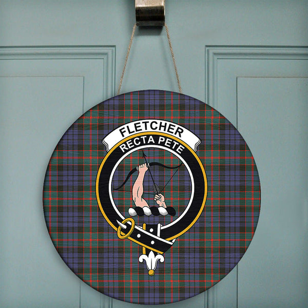 Fletcher of Dunans Tartan Classic Crest Round Wooden Sign