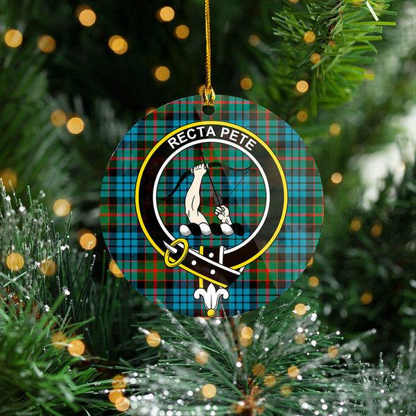 Fletcher of Dunans Weathered Clan Badge Tartan Plastic Christmas Ornaments