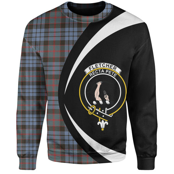 Fletcher of Dunans Weathered Clan Badge Tartan Sweatshirt Circle Style Personalized