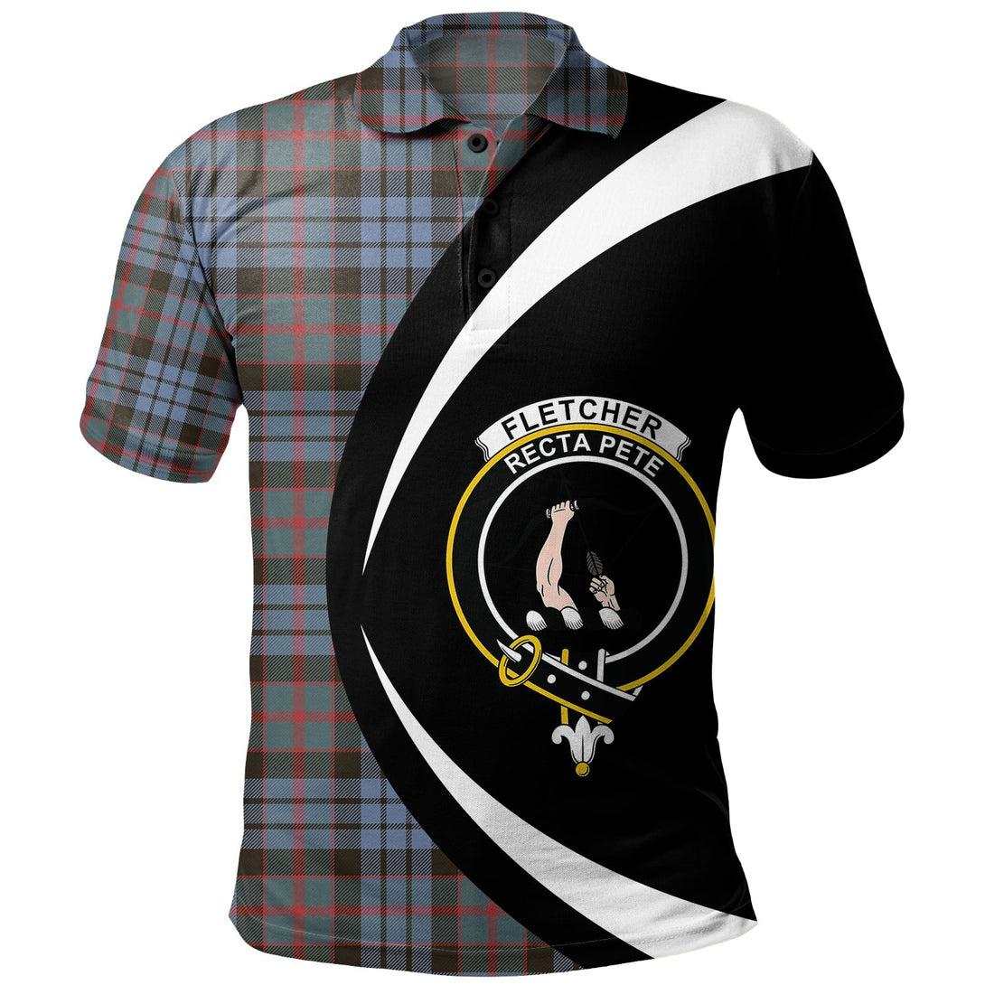 Fletcher of Dunans Weathered Clan Badge Tartan Polo Shirt Circle Style Personalized