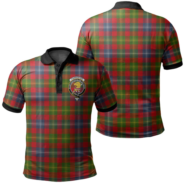 Forrester Tartan Crest Polo Shirt Black Neck 2 Style