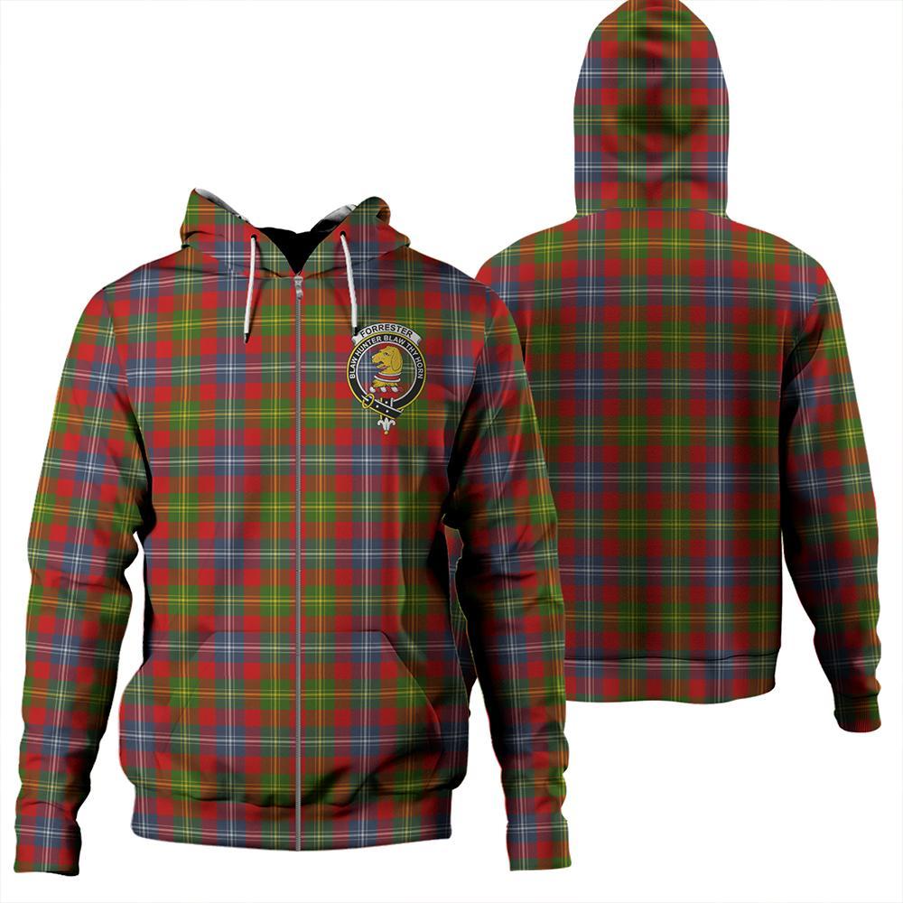 Forrester Tartan Classic Crest Zipper Hoodie | Celticprime.com ...