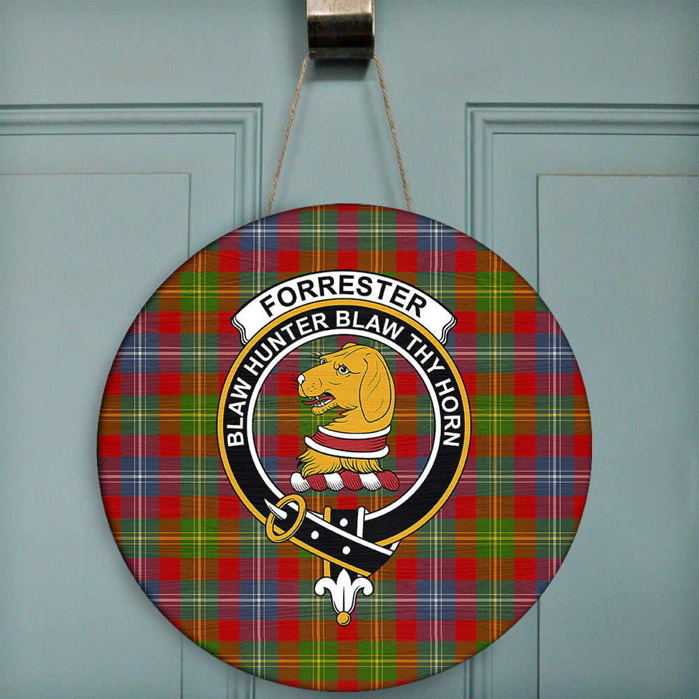 Forrester Tartan Classic Crest Round Wooden Sign