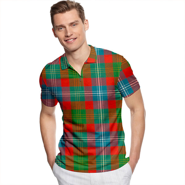 Forrester Ancient Tartan Classic Lapel Zip Short Sleeve Polo