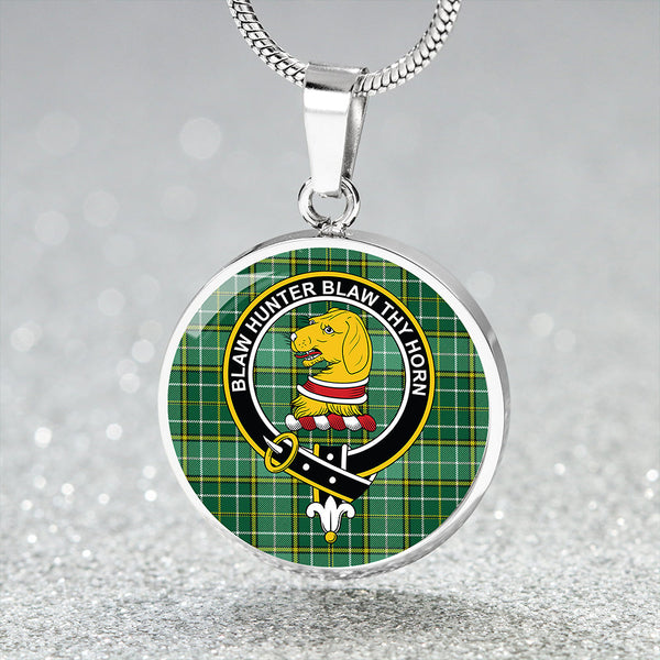 Forrester Hunting Modern Clan Badge Tartan Classic Circle Necklace