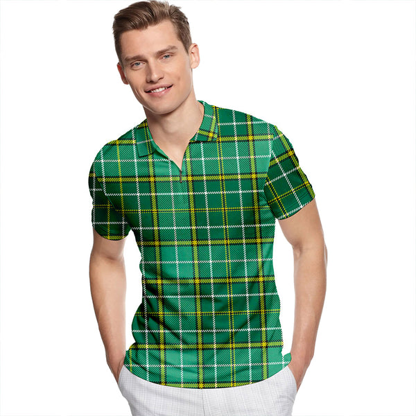 Forrester Hunting Modern Tartan Classic Lapel Zip Short Sleeve Polo