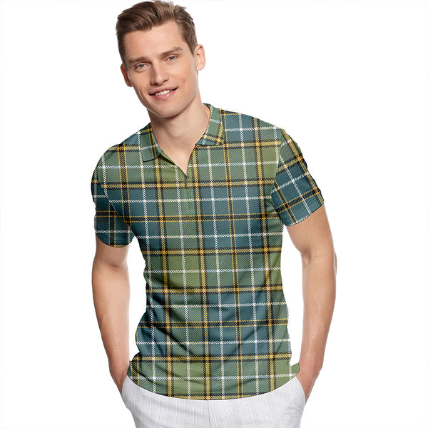 Forrester Hunting Weathered Tartan Classic Lapel Zip Short Sleeve Polo