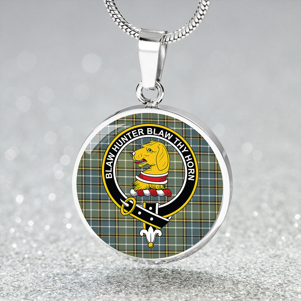 Forrester Hunting Weathered Clan Badge Tartan Classic Circle Necklace