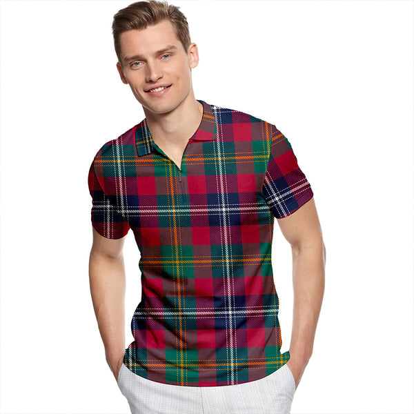 Forrester Modern Tartan Classic Lapel Zip Short Sleeve Polo