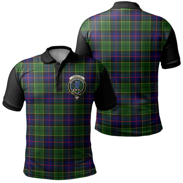 Forsyth Modern Tartan Crest Polo Shirt Black Neck 1 Style