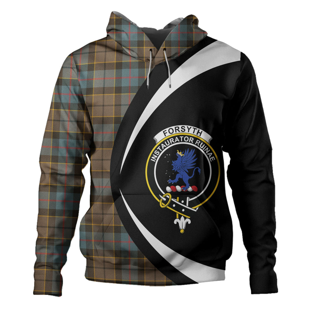 Forsyth Weathered Clan Badge Tartan Hoodie Circle Style