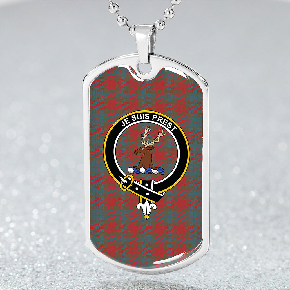 Fraser 78th Highlanders Weathered Clan Badge Classic Tartan Dog Tag Necklace