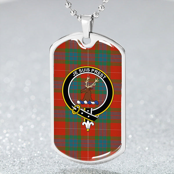 Fraser Ancient Clan Badge Classic Tartan Dog Tag Necklace